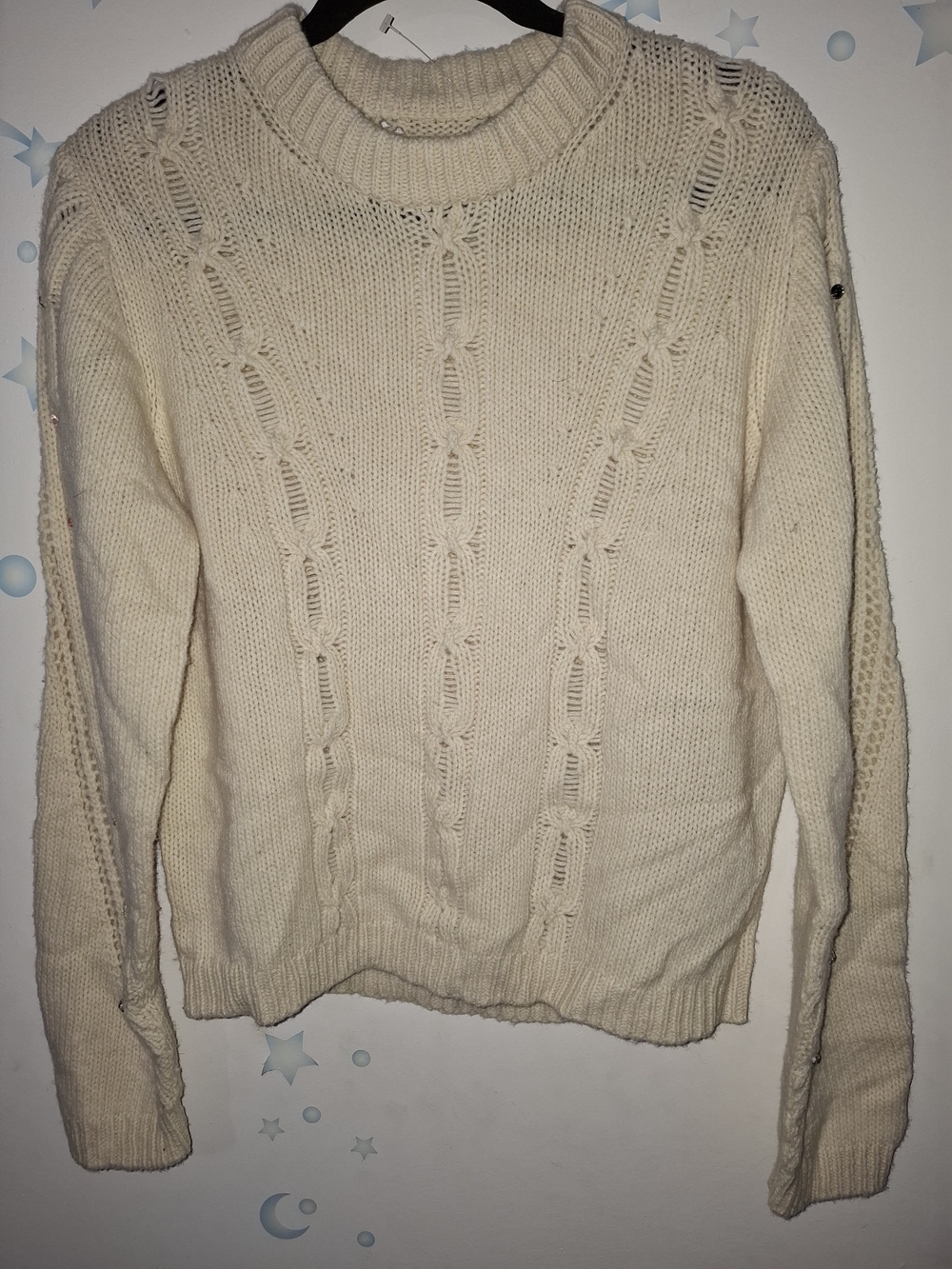 Nwt Zadig & Voltaire Cream Cable-Knit Crewneck Sweater